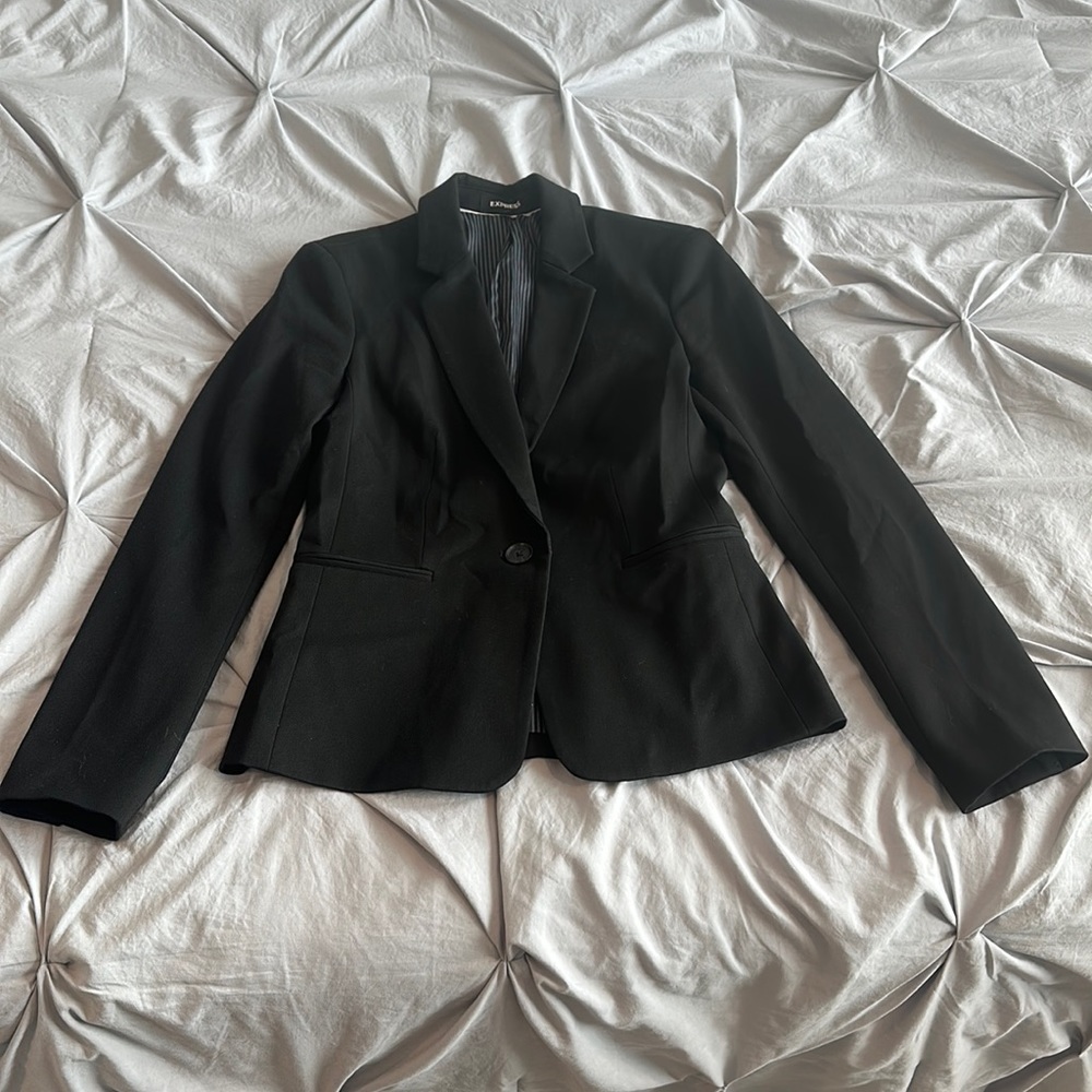 Express One Button Black Stretch Blazer Size 4 - image 1